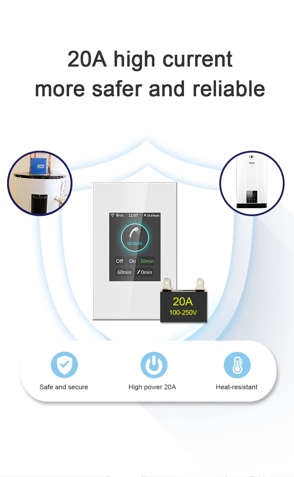 LANBON LCD smart water heater switch L8-HB 03 LANBON LCD smart water heater switch L8-HB 03